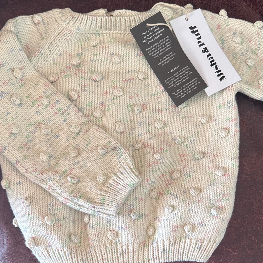 Misha&puff Cream Sweater with Textured Dots
